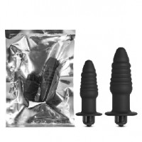 Butt Plug Vibrating 2 Pc Set Silicone Black